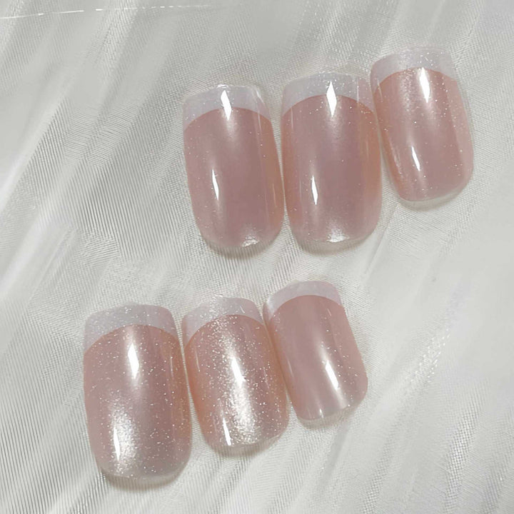 Premium Glossy French Tip Press-On Nails Stornfield