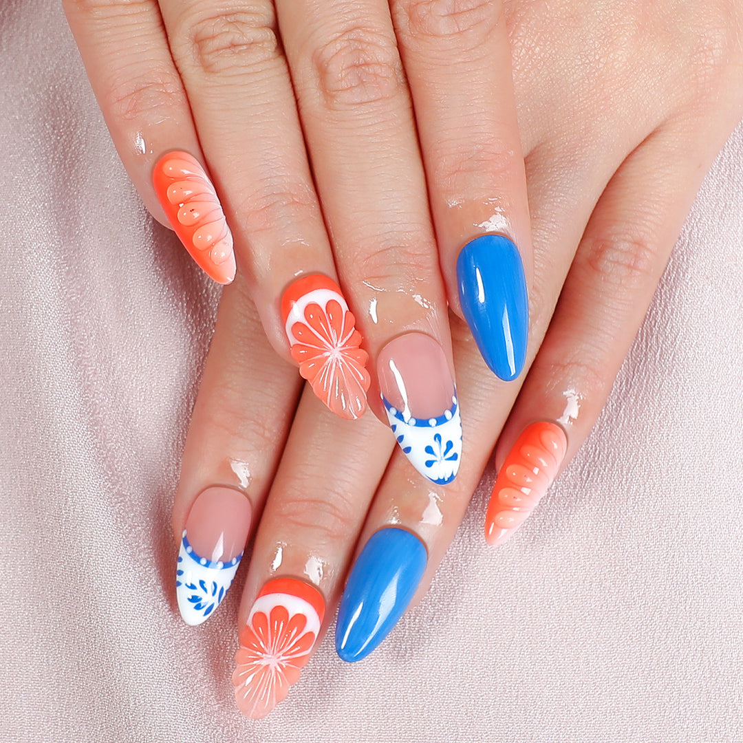 Nail art set with floral and colorful designs Stornfield