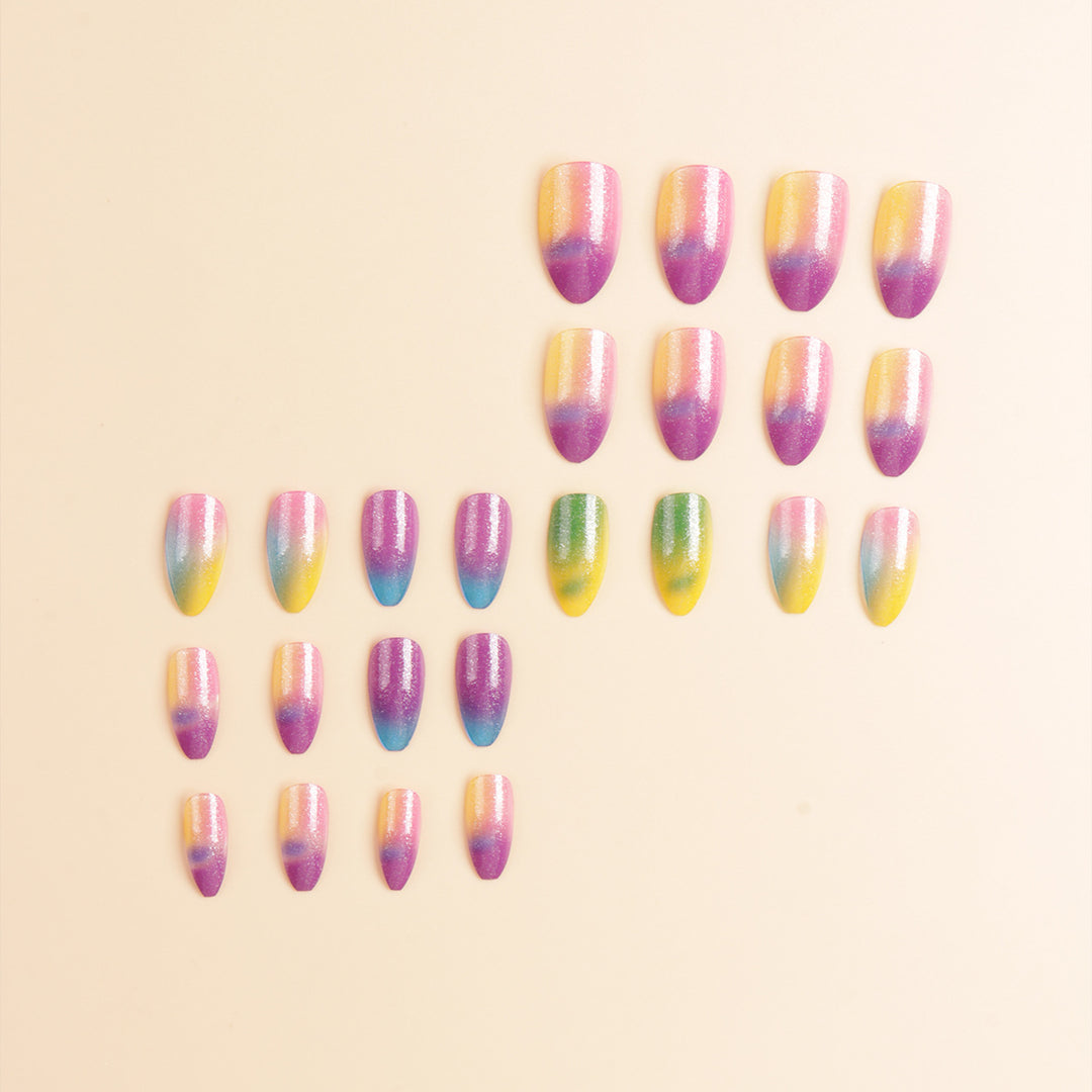 Colorful Ombre Glitter Press-On Nails Stornfield
