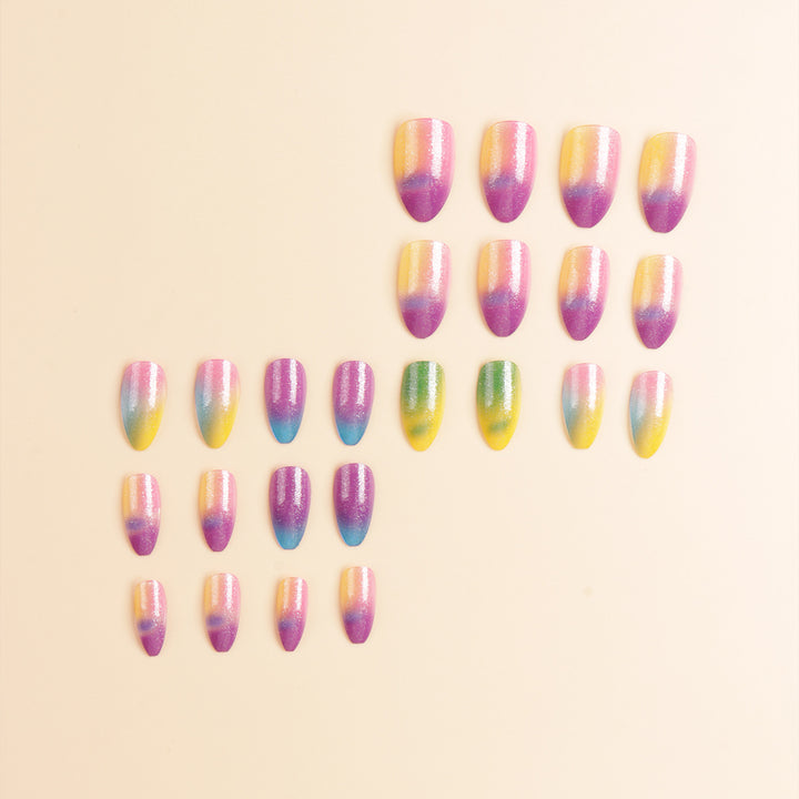 Colorful Ombre Glitter Press-On Nails Stornfield