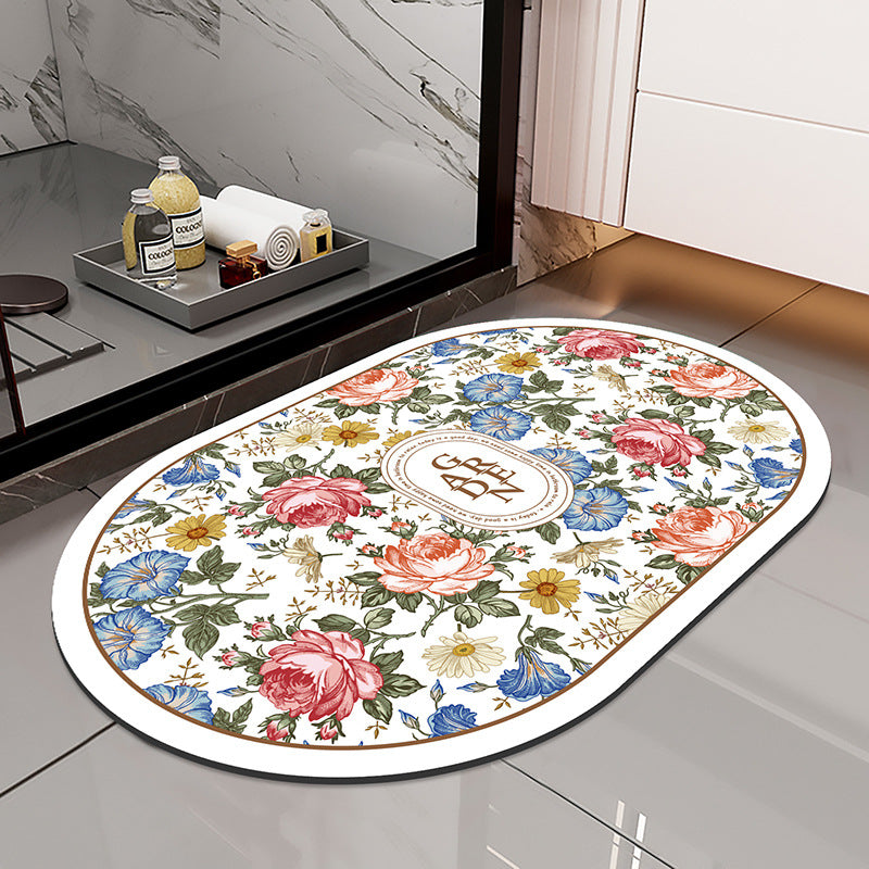 Floral-Themed Non-Slip Bath Mat for Bathroom