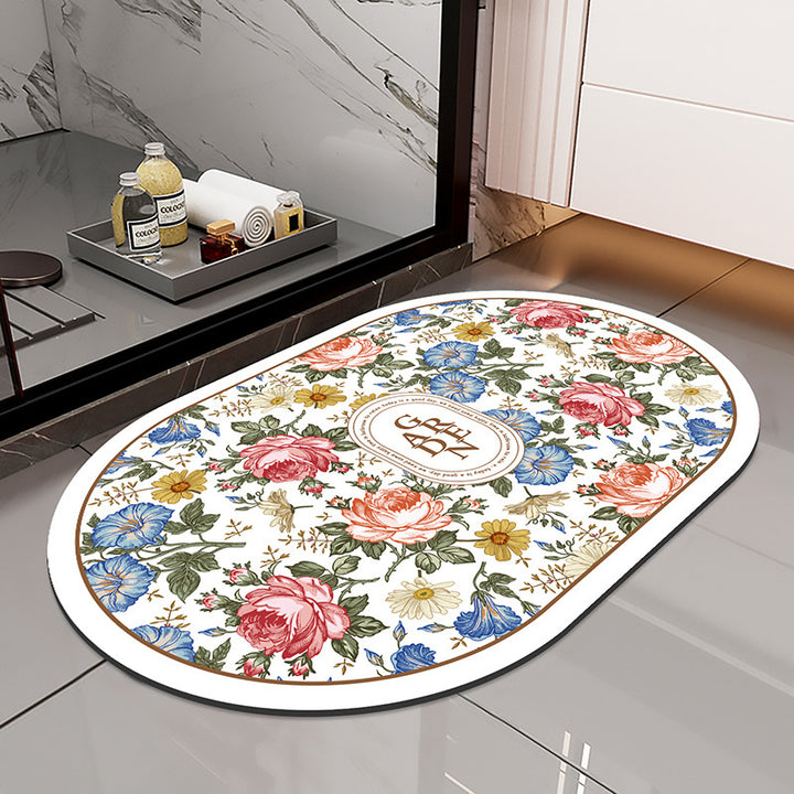 Floral-Themed Non-Slip Bath Mat for Bathroom