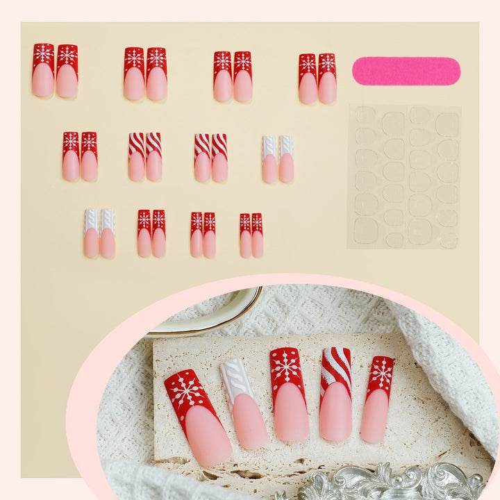 Artificial nail set for festive occasions with elegant winter motifs Stornfield