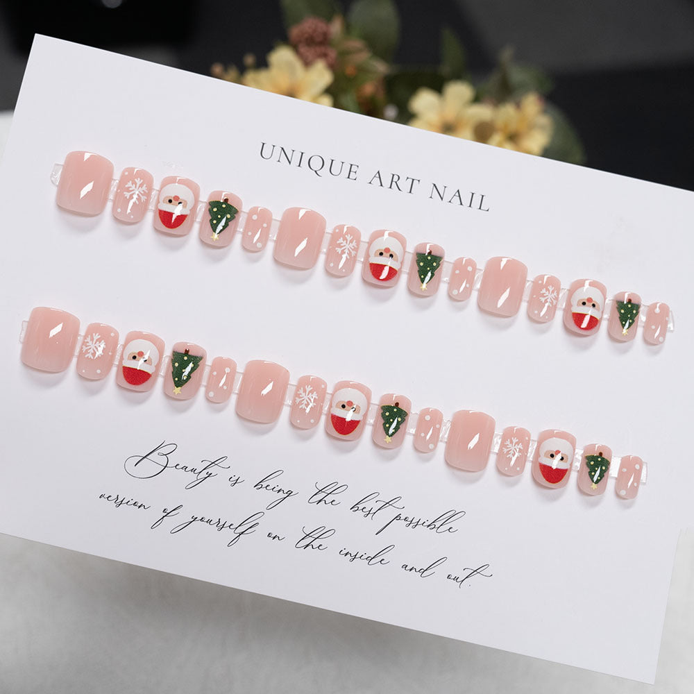 Festive Holiday-Themed Press-On Nail Art