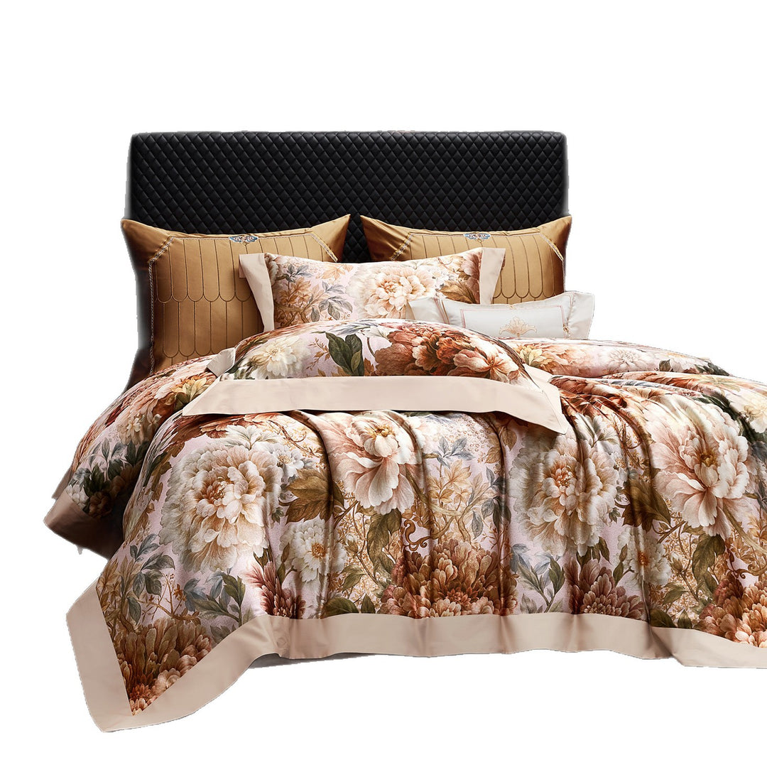 Premium Botanical Jacquard Bed Linen Duvet Cover Set with Embroidered Accents