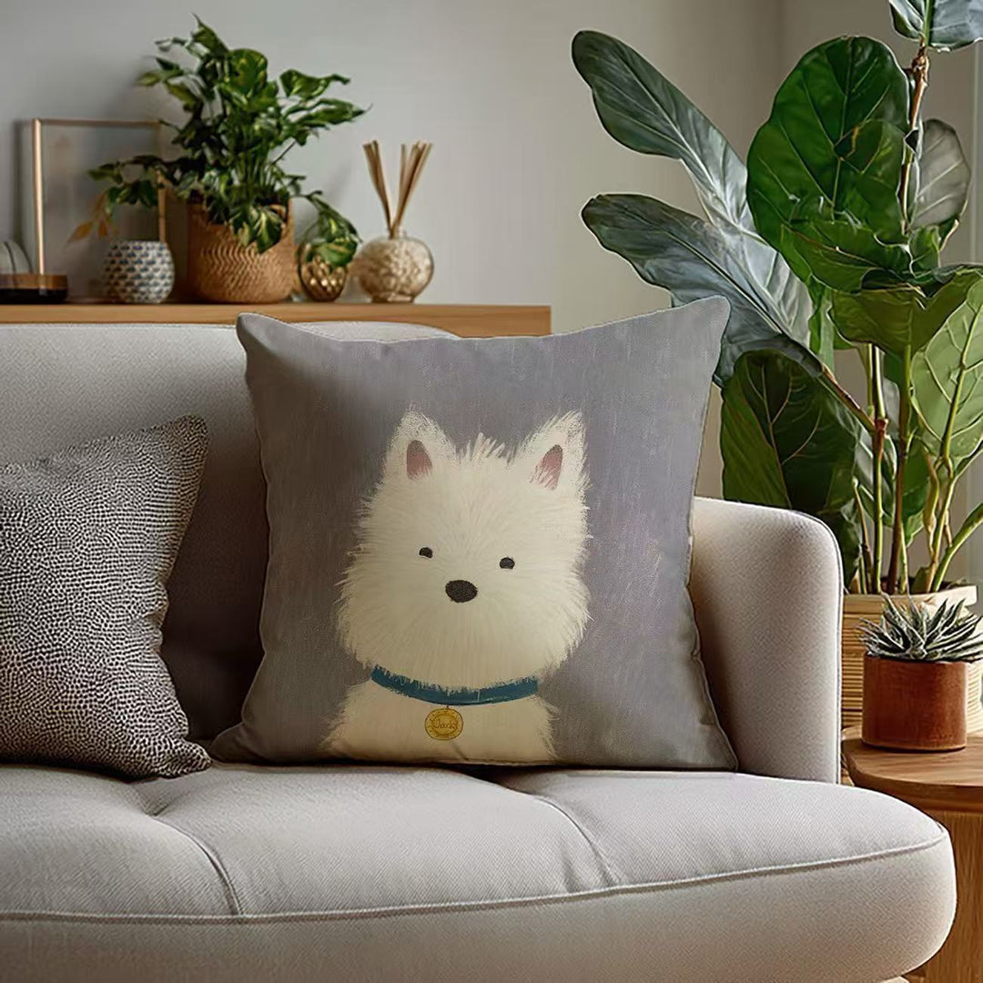 Plush Decorative Dog-Themed Throw Pillow