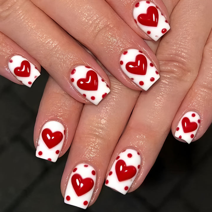 Heart-Embellished Press-On Nail Art Set Stornfield