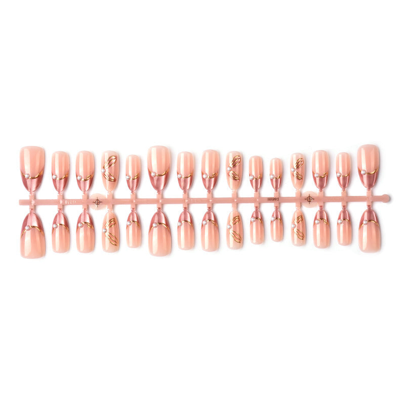 Glamorous Press-On Nail Set with Decorative Accents Stornfield