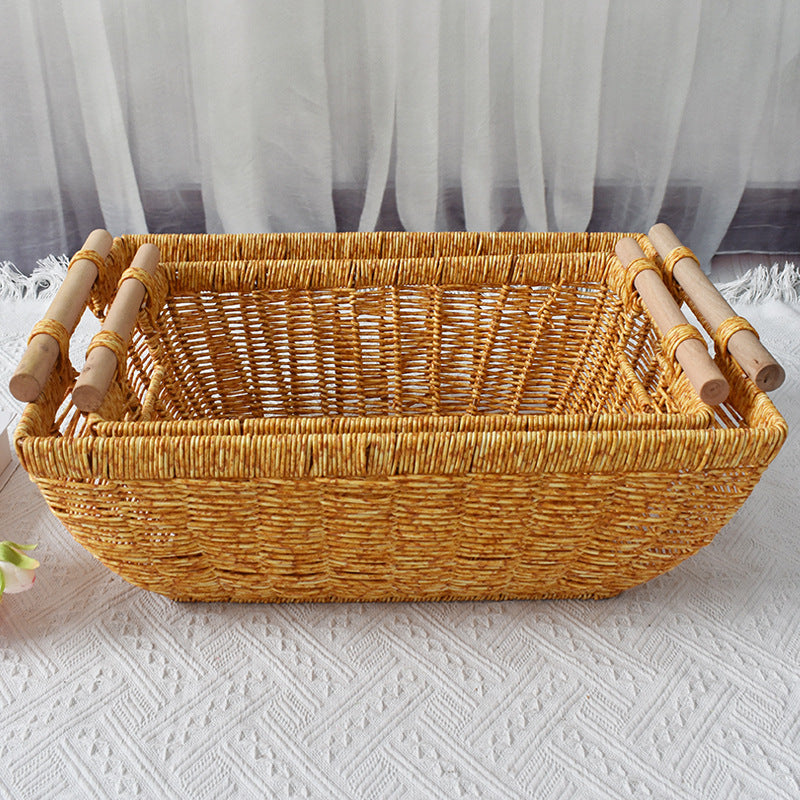 Handwoven Storage Basket with Wooden Handles Stornfield