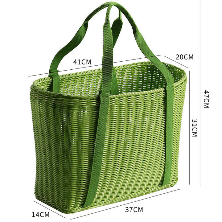 Unisex Robust braided shopping basket with comfortable fabric handles Stornfield