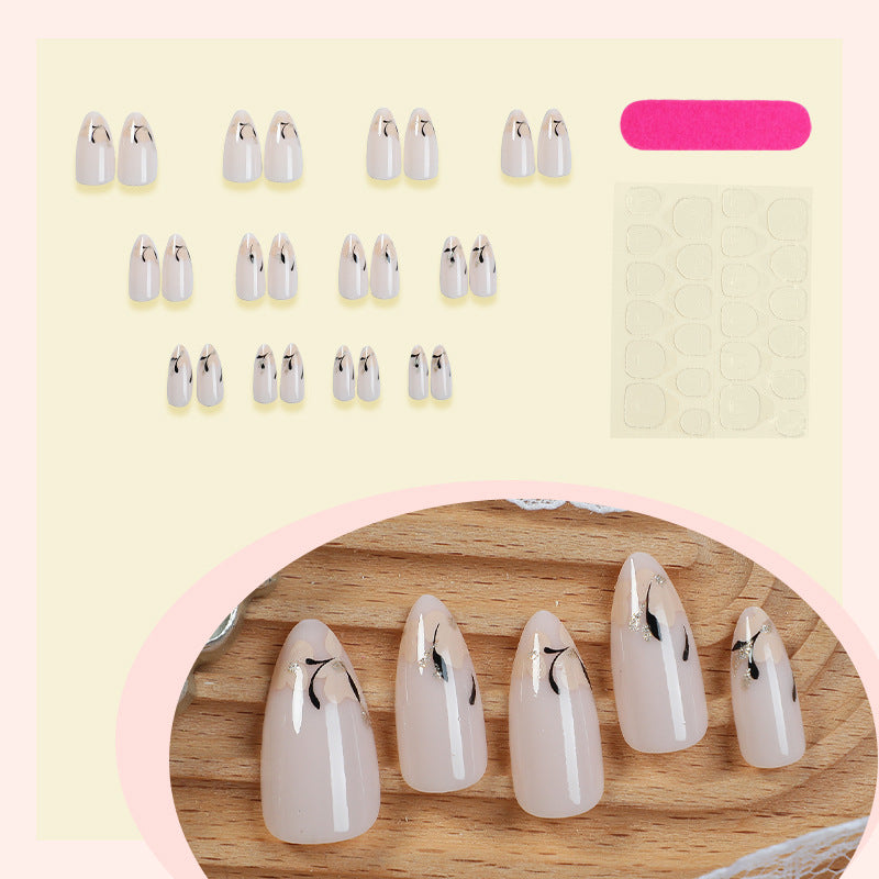 Decorative Press-On Nail Set with Artistic Floral Design Stornfield