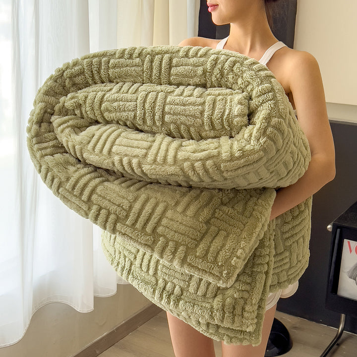 Textured Plush Throw Blanket