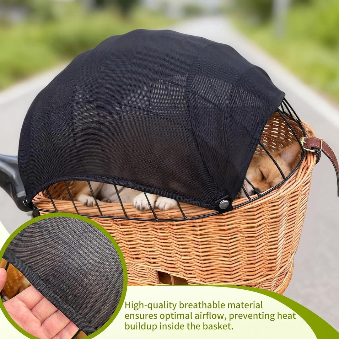 woven wicker pet carrier basket with retractable mesh canopy Stornfield