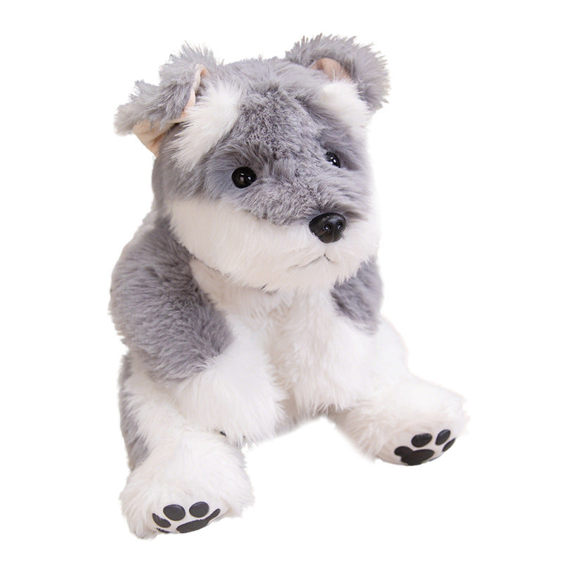 Realistic Sitting Husky-Style Plush Companion with Weighted Huggable Core and Embroidered Paw Soles Stornfield