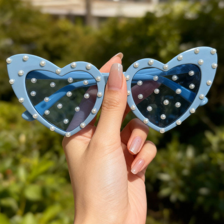 Pearl-Embellished Heart-Shaped Sunglasses Stornfield
