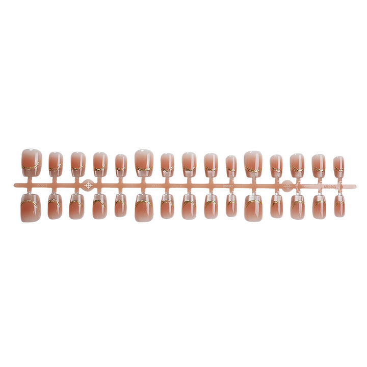 Elegant Press-On Nail Set with Gold Accents