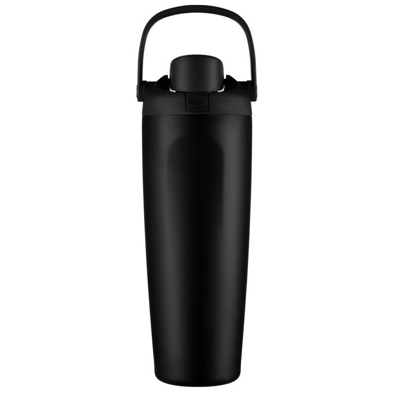 Unisex double-walled vacuum drinking bottle made of stainless steel with one-handed click closure and carrying handle Stornfield