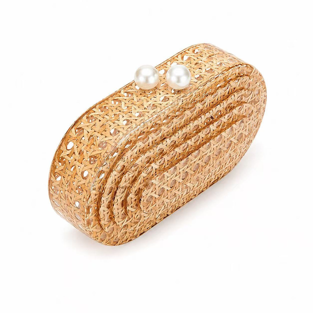 Artisan Woven Rattan Clutch