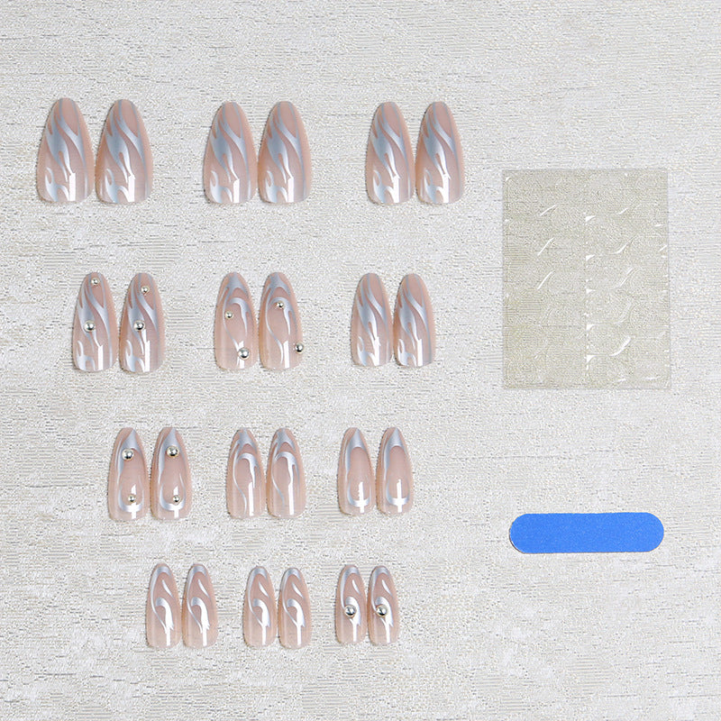 Artificial nail set with elegant design and pearl-embellished accents Stornfield