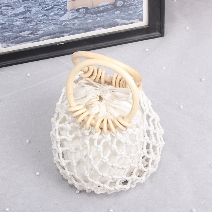 Macrame Carrying Bag with Wooden Handles Stornfield