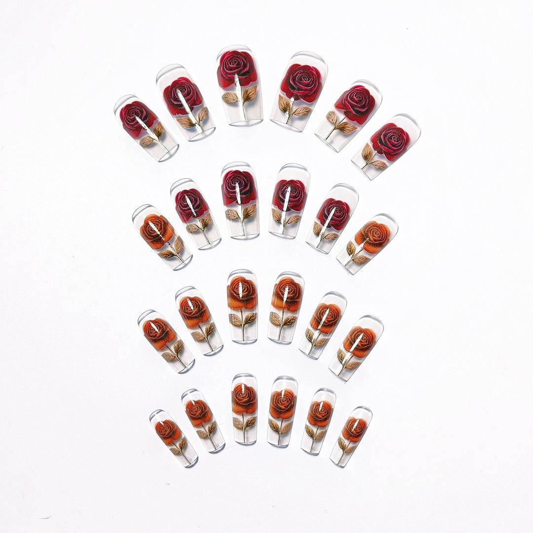 Elegant artificial nails with rose motifs Stornfield