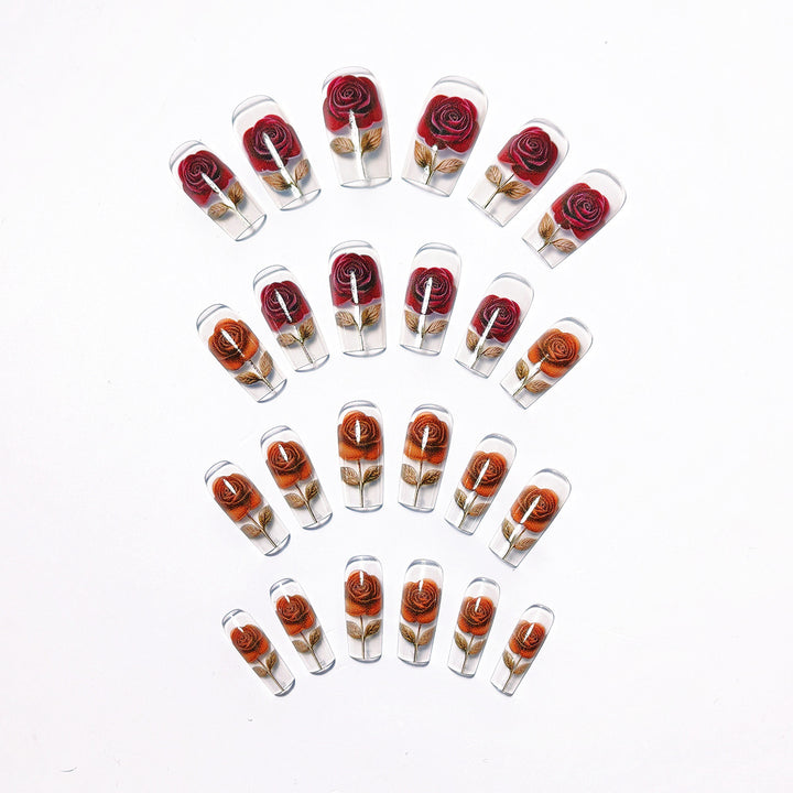 Elegant artificial nails with rose motifs Stornfield