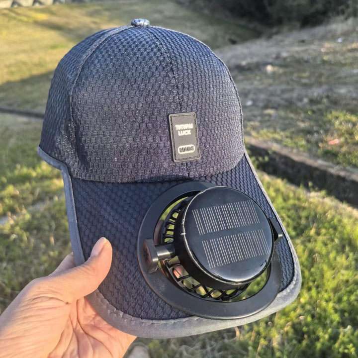 Solar-powered baseball cap with detachable solar fan and breathable honeycomb fabric Stornfield