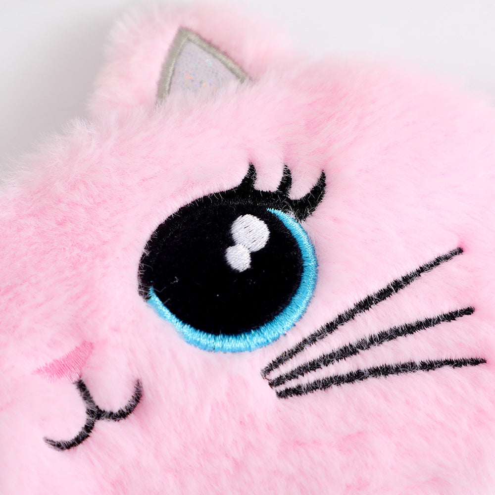 Women's cozy sleep mask in cat shape with embroidered face, soft plush ears, and adjustable satin ribbon Stornfield