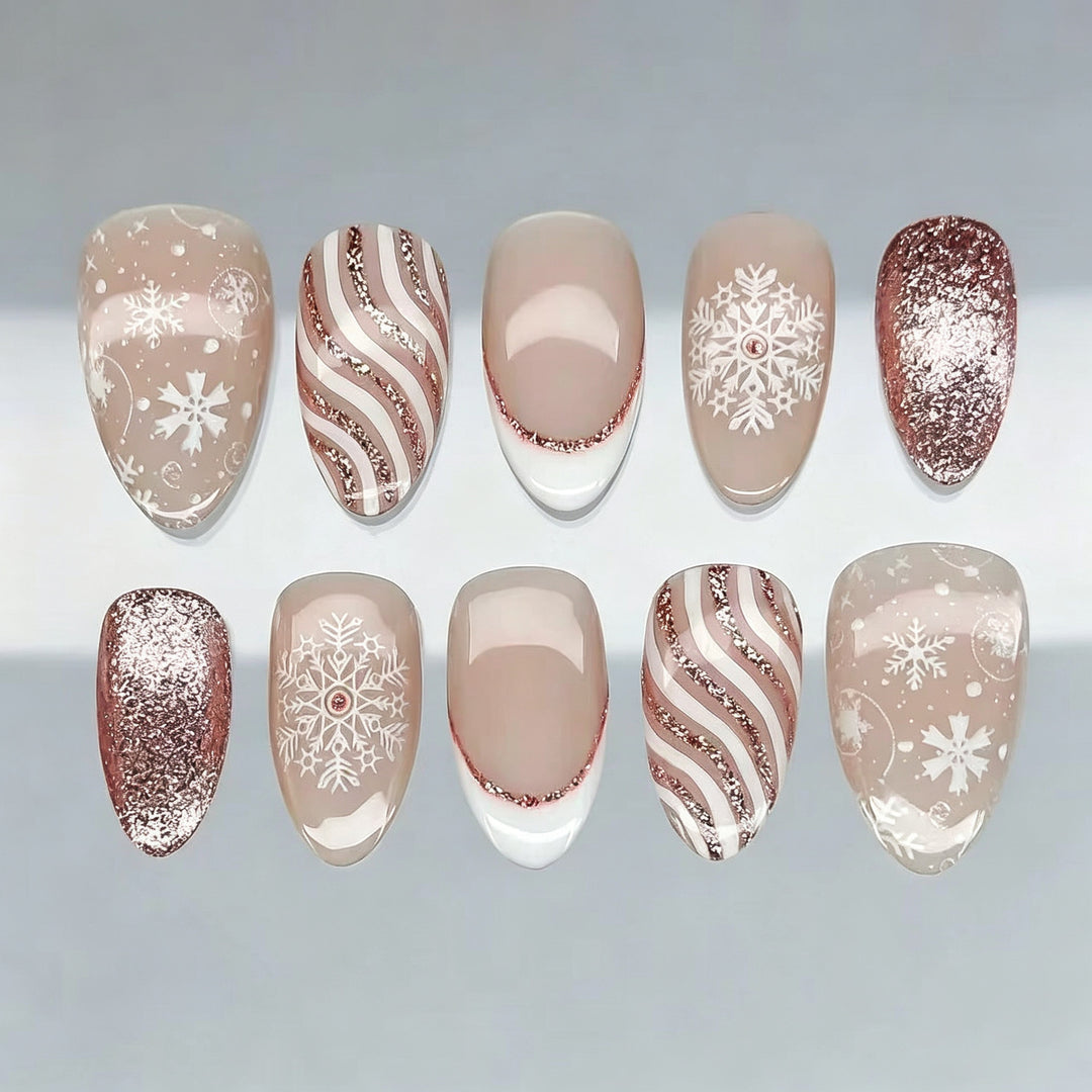 Festive Snowflake Design Press-On Nail Art Stornfield