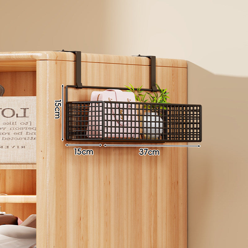 Over-Door Four-Tier Metal Mesh Hanging Storage Organizer with Integrated Hooks