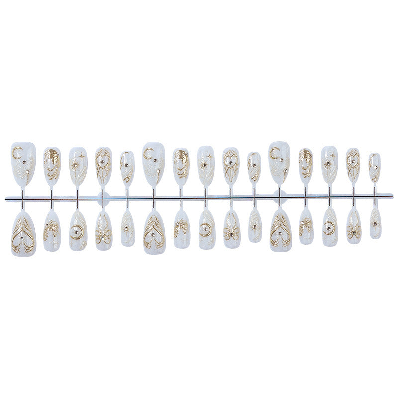 Luxury artificial nail set with glitter and jewelry accents Stornfield