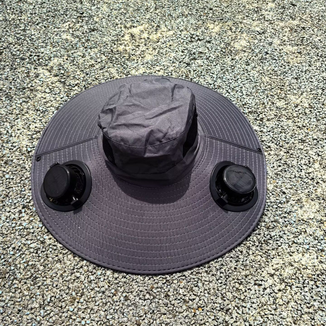 air-cooled sun hat with removable USB fans and wide neck protection Stornfield