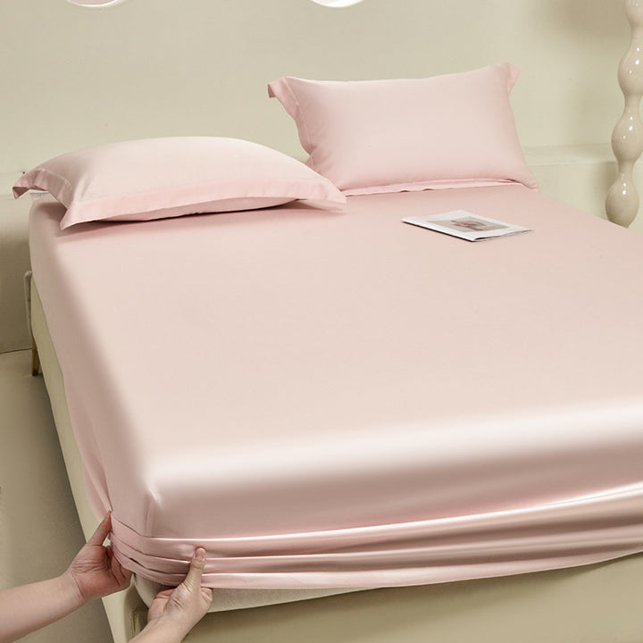 Silky satin fitted sheet set with extra deep pocket and pillowcases