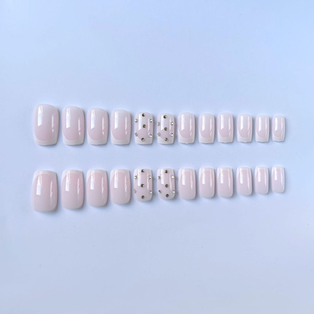 Decorative Rhinestone French Tip Nail Art Set