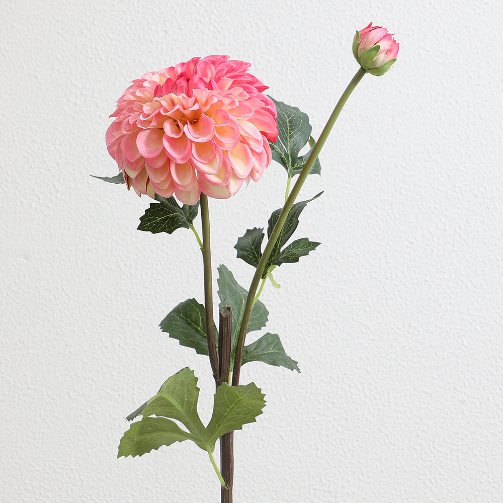 Artificial dahlia flower branch with realistic texture