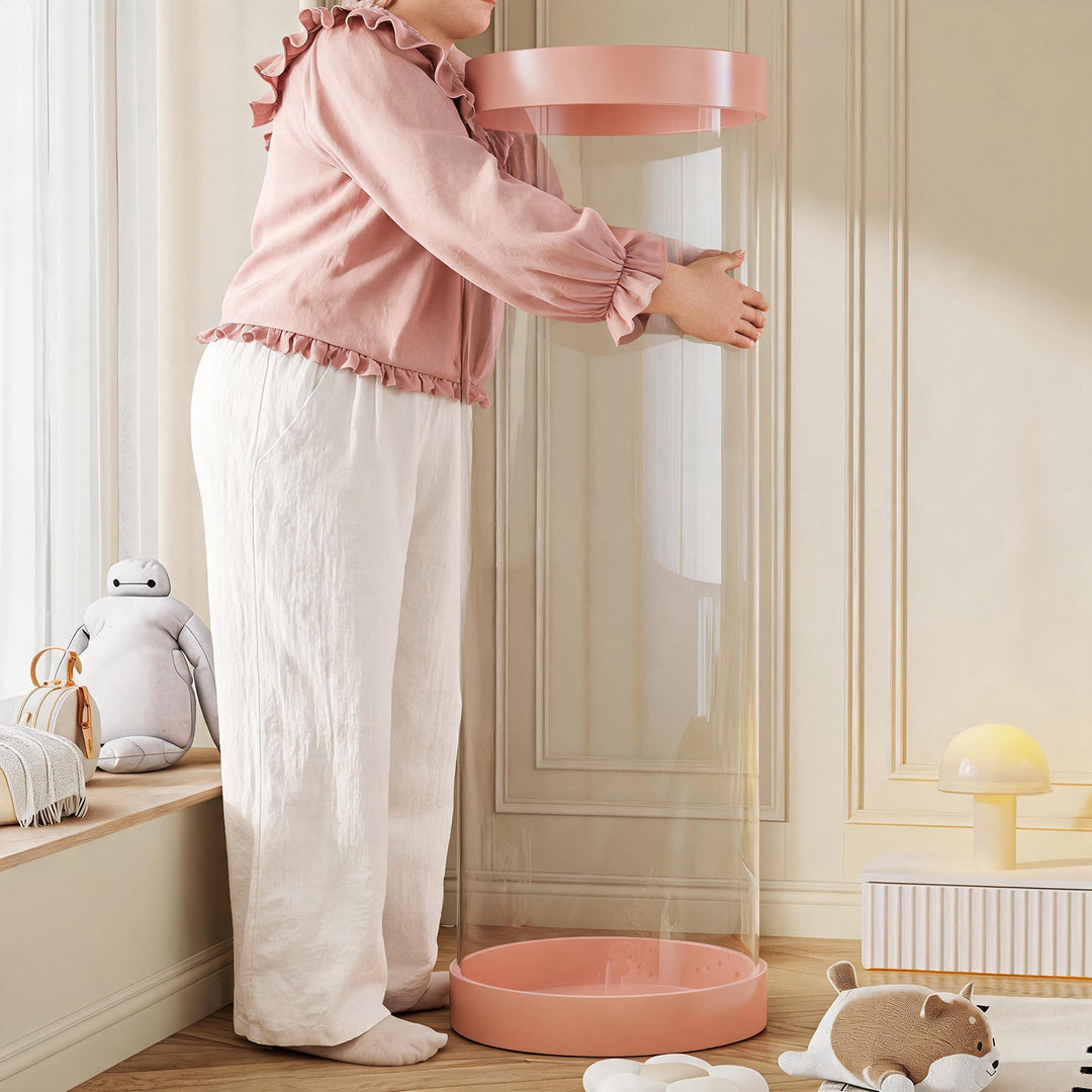 Tall Transparent Cylindrical Plush Toy Display & Storage Tower