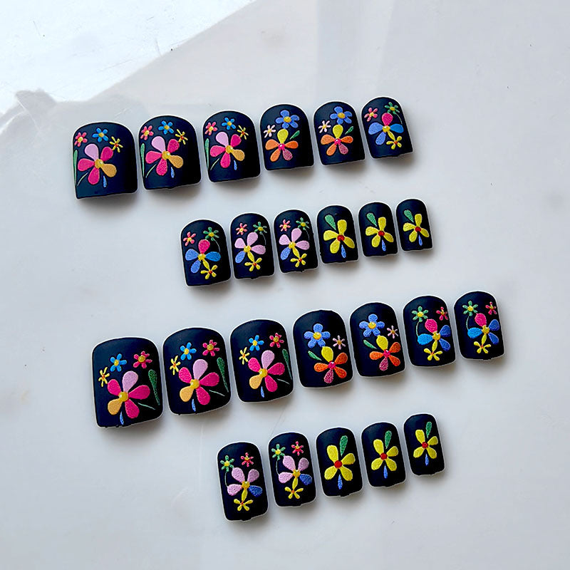 Artificial nails with colorful flower pattern Stornfield