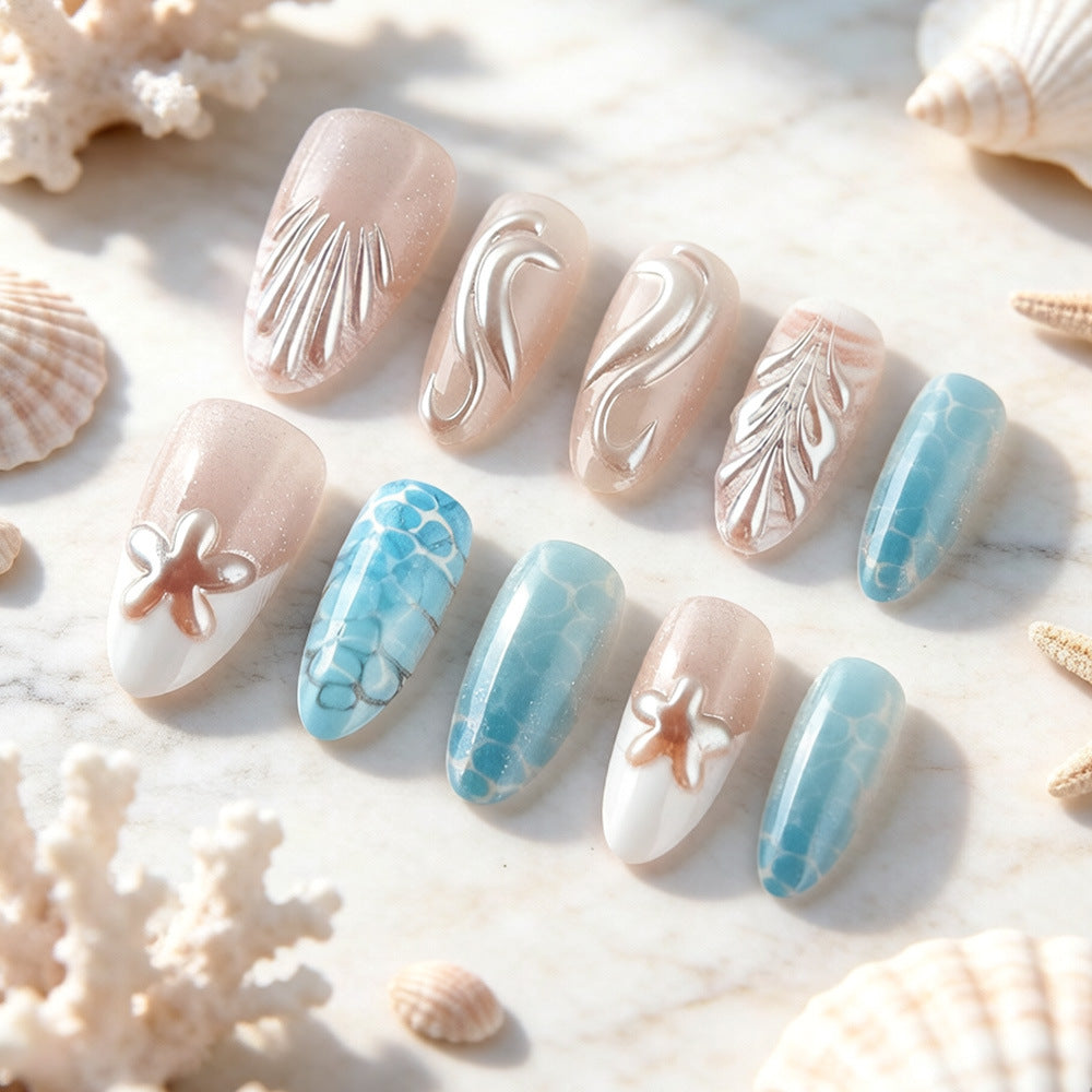 Artistic Textured Press-On Nails Stornfield