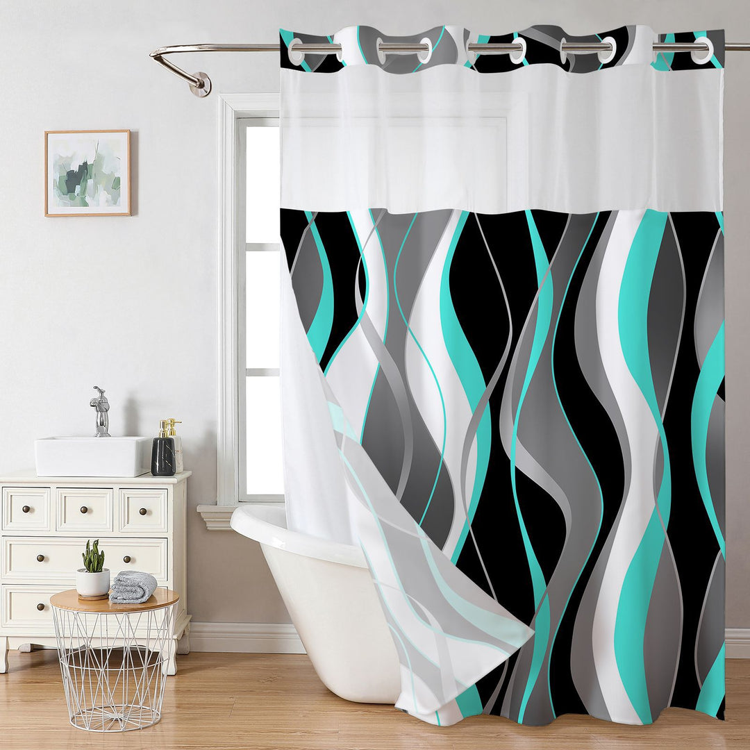 Modern Abstract Wave Pattern Shower Curtain Stornfield