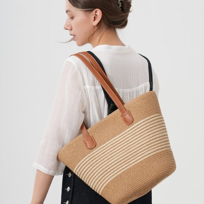Straw shopping bag with structured accents Stornfield