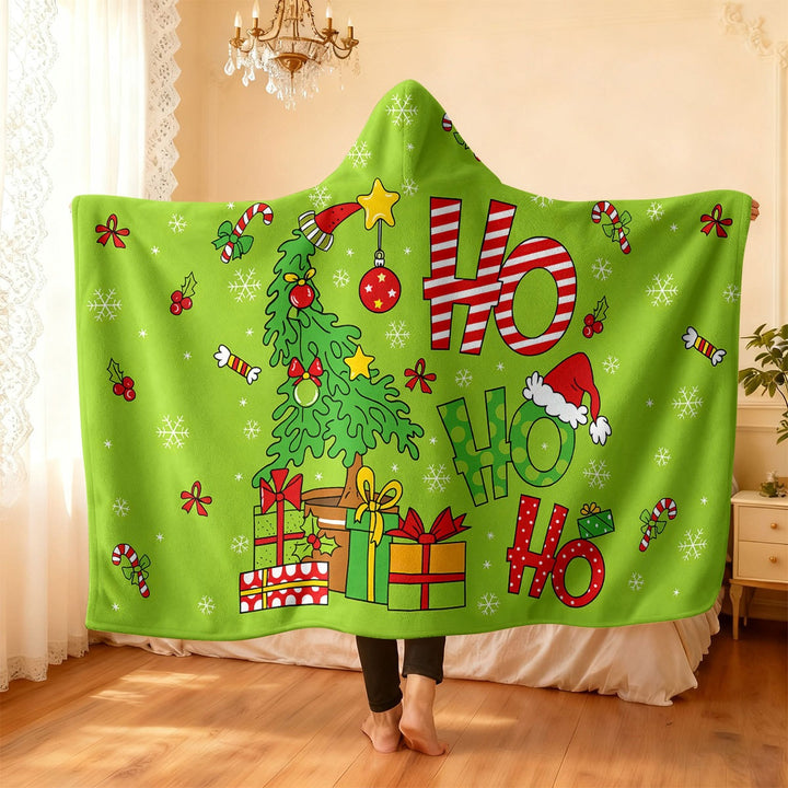 Festive Holiday-Themed Hooded Blanket