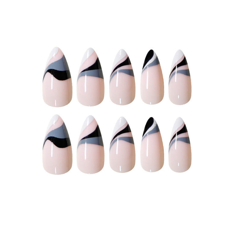 Artful nail extensions with creative wave pattern Stornfield