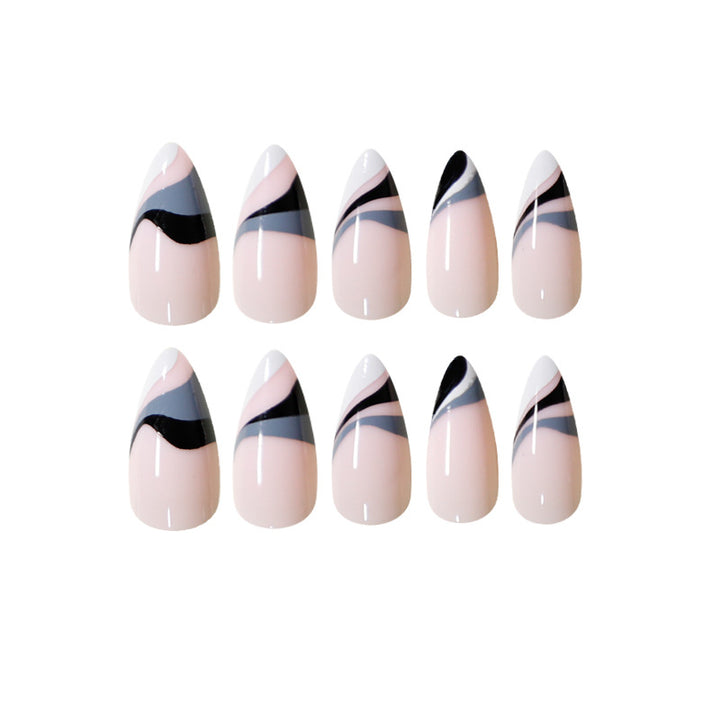 Artful nail extensions with creative wave pattern Stornfield