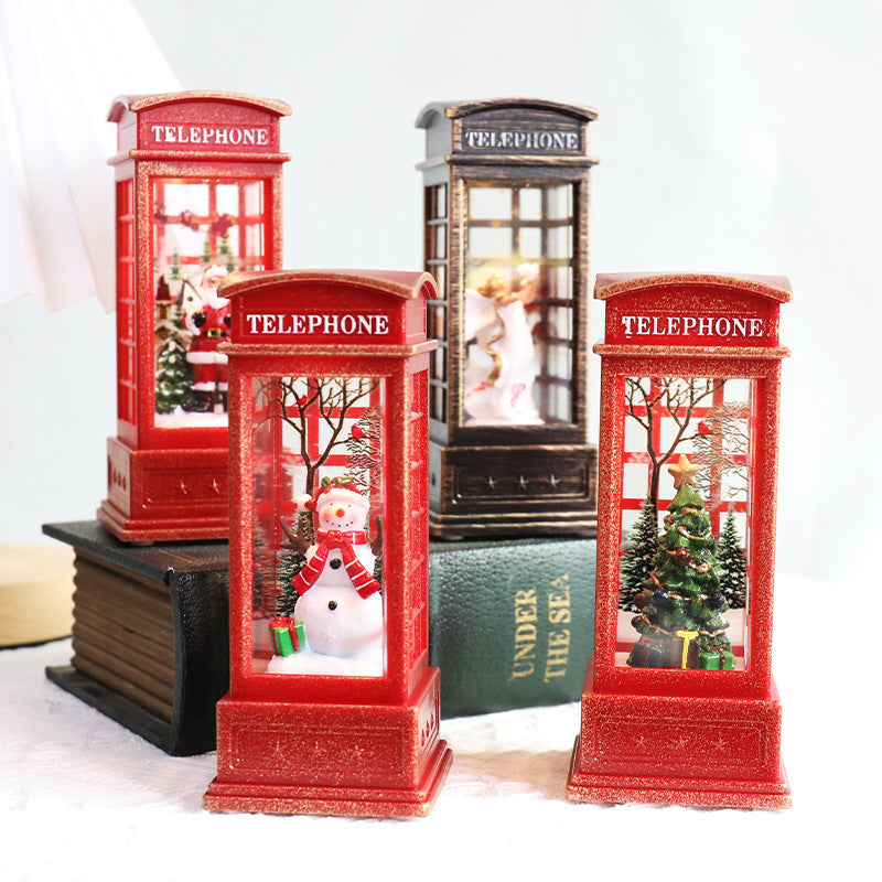 Decorative Light-Up Telephone Booth Figurine