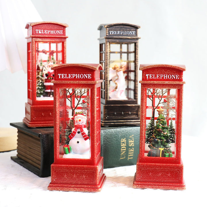 Decorative Light-Up Telephone Booth Figurine