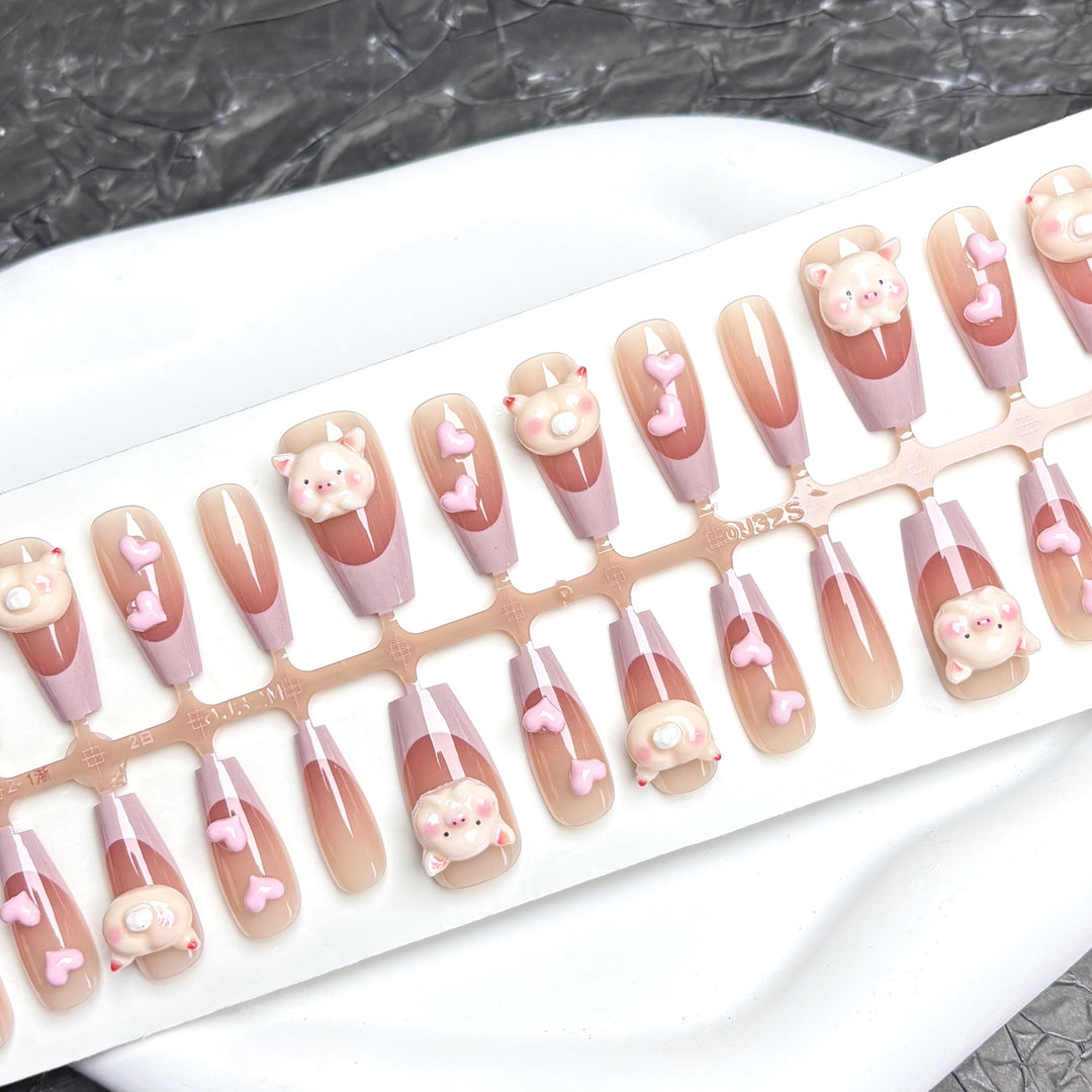 Charming Animal-Themed Press-On Nail Set