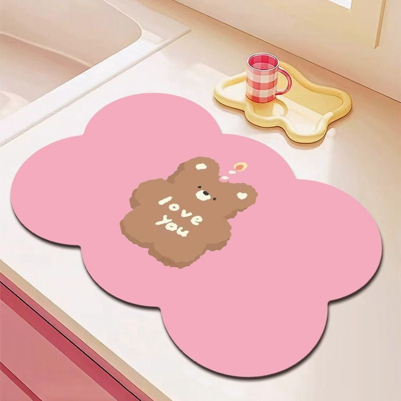 Cartoon Bear-Themed Kitchen Mat