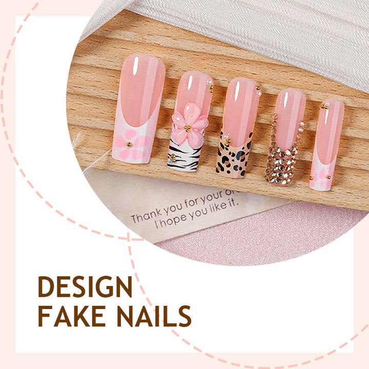 Glamorous acrylic nail set with floral and animal designs Stornfield