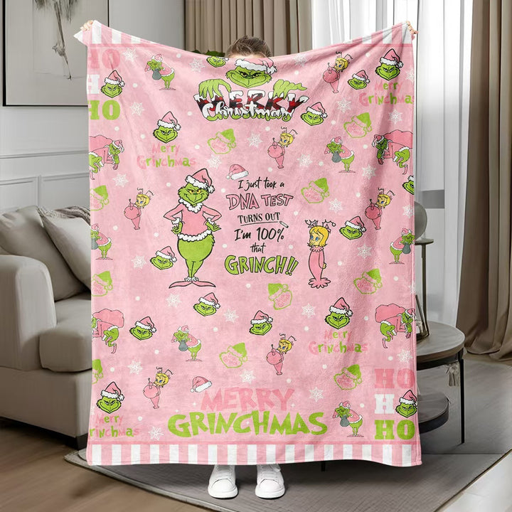 Fun Grinch-Themed Fleece Throw Blanket