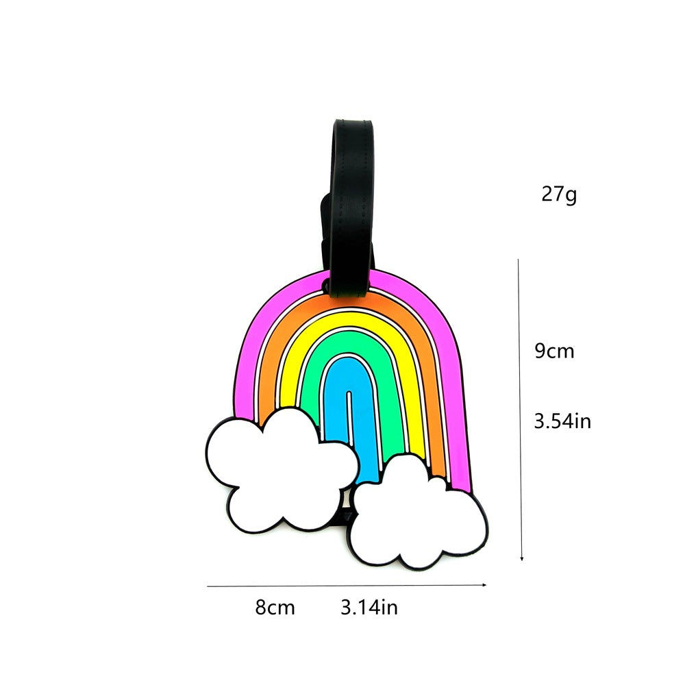 silicone rainbow-shaped luggage tag with adjustable buckle strap soft PVC travel ID tag Stornfield